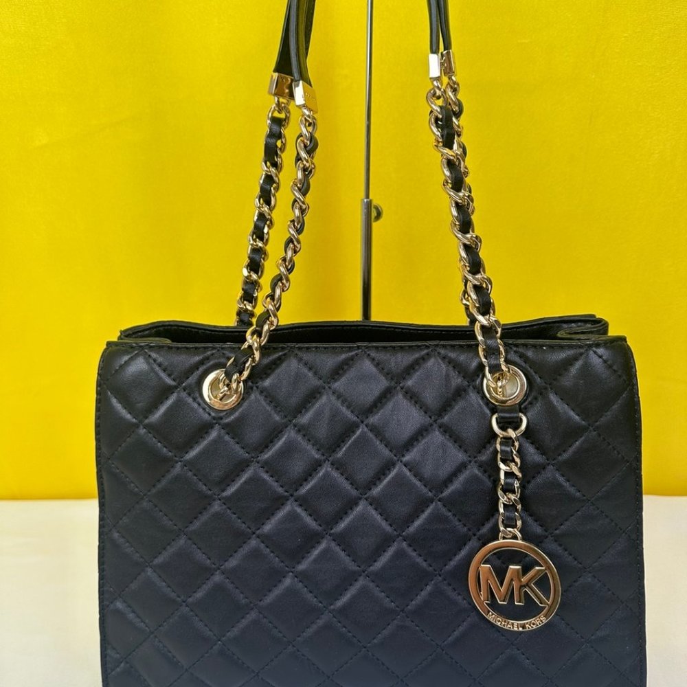 MICHAEL KORS SUSANNAH MEDIUM QUILTED LEATHER TOTE BAG $358 NWT